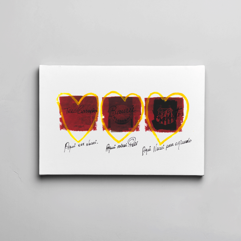 My Three Hearts Print 1000x700mm on canvas linen